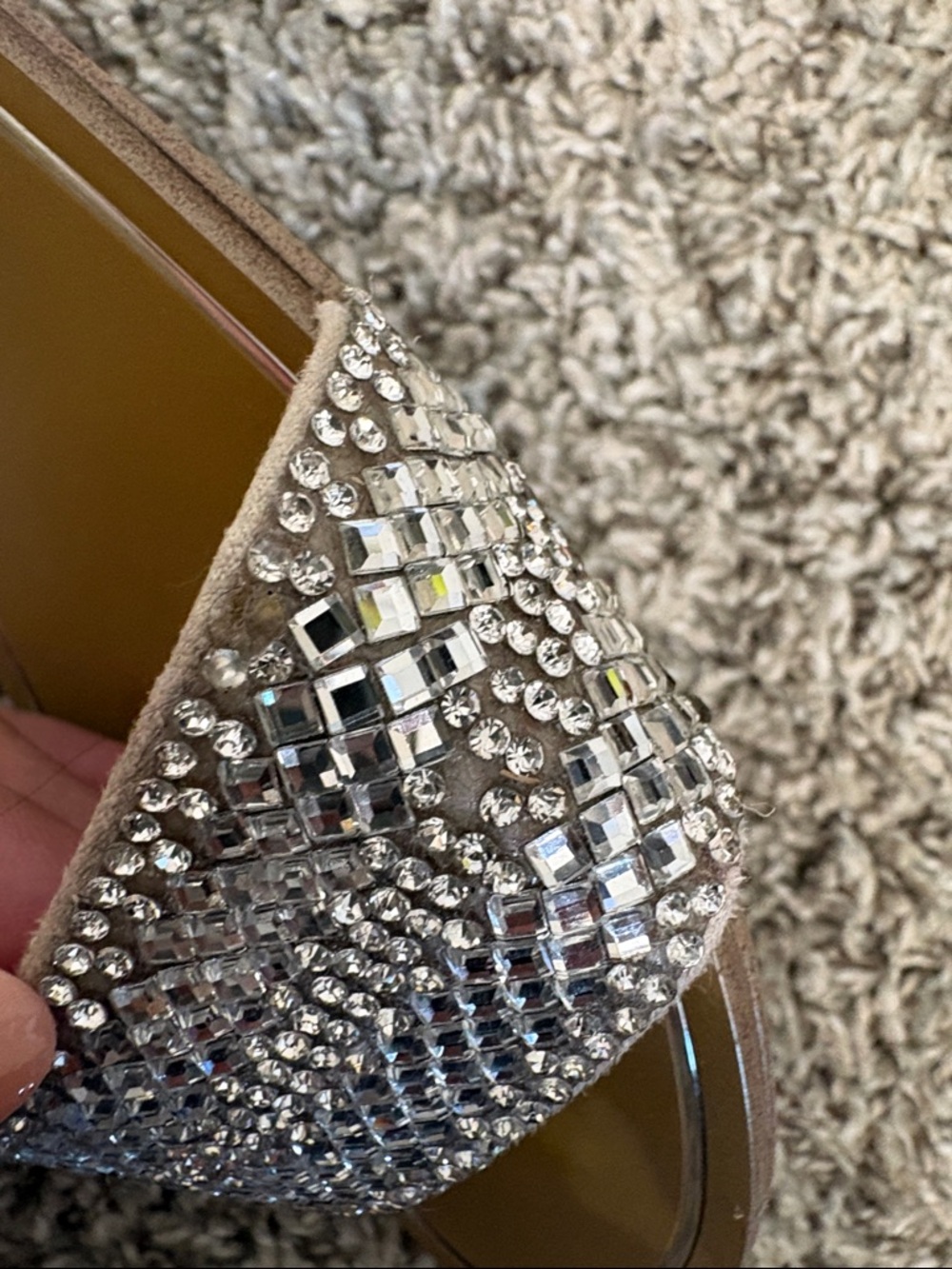 Aldo Silver Rhinestone Toe-Loop Slide Sandal - Picture 9 of 9